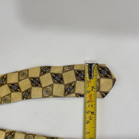 Geoffrey Beene Silk Tie Geometric Men Necktie Gold Color - Picture 8 of 15